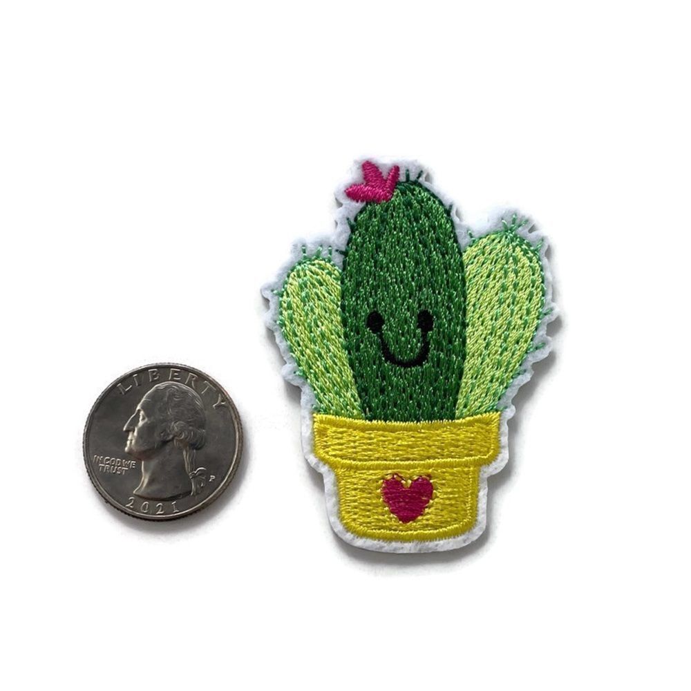 Happy Cactus Embroidered Patch - Picture 2 of 2
